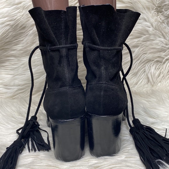 Jeffrey Campbell La Forge black block heel suede tassel boots - Picture 5 of 10